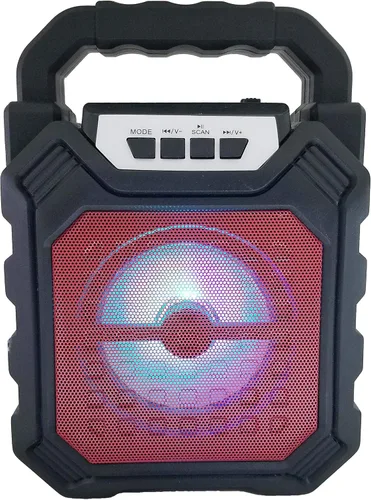 Vista 5 de Radio FM TF/USB Reproductor de MP3 Bluetooth Altavoz portátil Recargable-Rojo