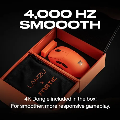 Vista 3 de Fnatic Lamzu Thorn Wireless Pro Gaming Mouse 4K Edición Especial, Sensor Pixart 3395, Epically Light 1.83 oz, 80h Duración de la batería