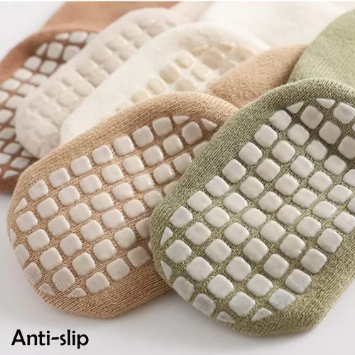 Vista 7 de Exegawe Baby Non Slip Socks Winter 5 Pairs Kid Thick Warm Crew Socks with Grips