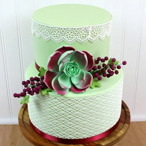 Vista 2 de Global Sugar Art Suculentas flores grandes para tarta de azúcar de Tauro con alambre, 1 unidad por el chef Alan Tetreault Gumpaste flowers for