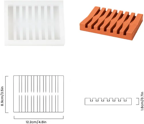 Vista 2 de BOOWAN NICOLE Molde de silicona para jabonera para baño/ducha, barra de jabón con bandeja autodrenante