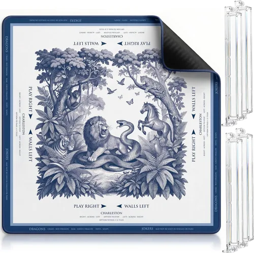 Vista 13 de American Mahjong Mat and Racks Set: 31.5" x 31.5" Neopreno impermeable Ciervo azul