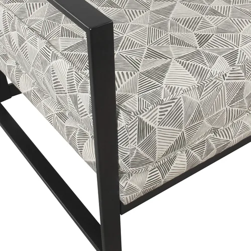Vista 7 de HomePop Silla decorativa moderna con marco de metal, decoración del hogar Homepop, sillas decorativas para sala de estar y dormitorio, líneas grises