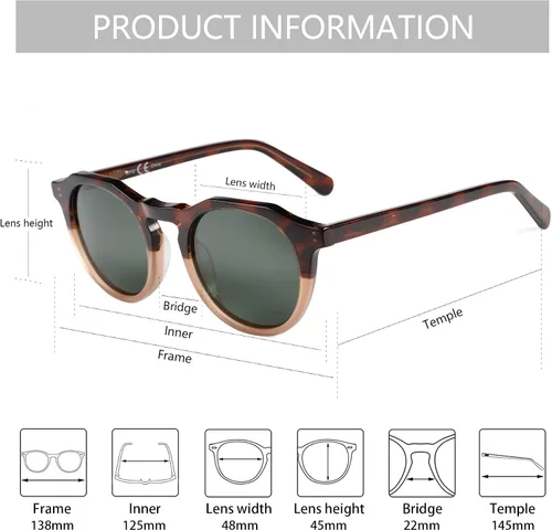 Vista 58 de ZENOTTIC Gafas de sol polarizadas redondas vintage para hombres y mujeres con protección UV400