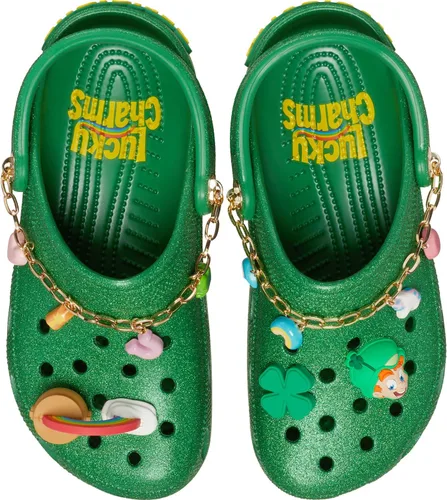 Vista 4 de Crocs Zuecos clásicos unisex para adultos con dijes de la suerte Verde Kelly