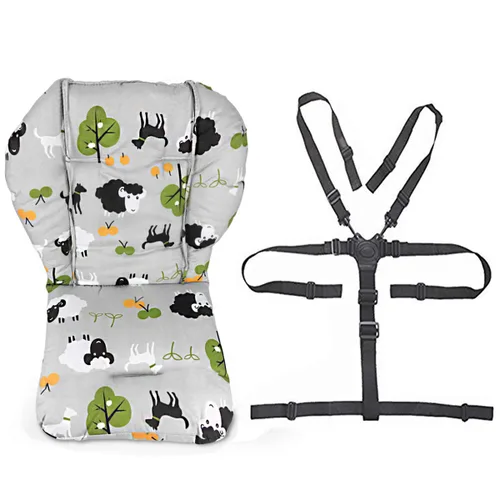 Vista 8 de twoworld Cojín de asiento para silla alta para bebé, resistente y correas para silla alta (arnés de 5 puntos), 1 traje (animal azul)