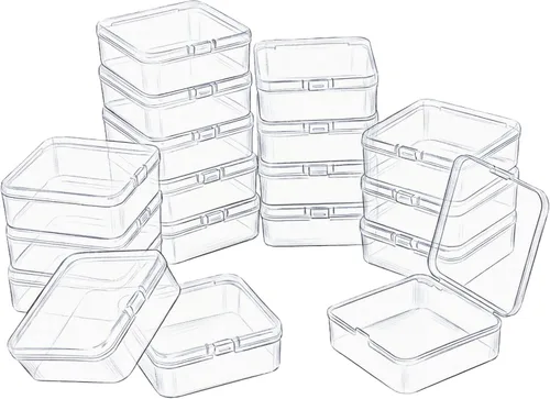 Vista 9 de LJY 100 cajas de plástico cuadradas transparentes, 1.77 x 1.77 x 0.8