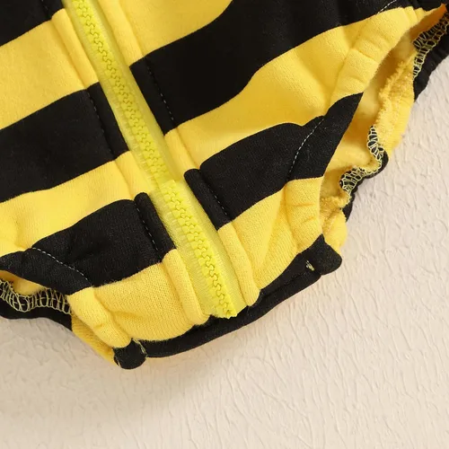 Vista 5 de Madjtlqy Disfraz de Halloween para bebé, ropa con capucha y calcetines largos Abeja