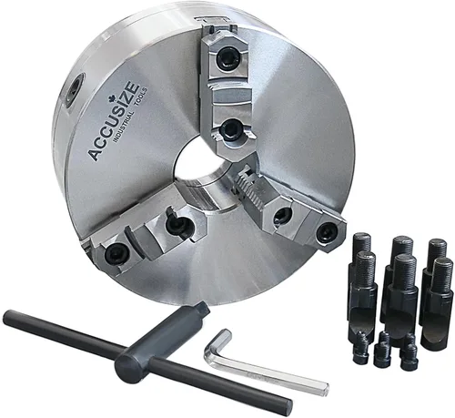 Vista 4 de Accusize Industrial Tools 6''/160mm 2-Piece Reversible Jaws 3-Jaw Chuck, D1-4, Direct Mount, 1.575'' Center Hole, 0559-0101