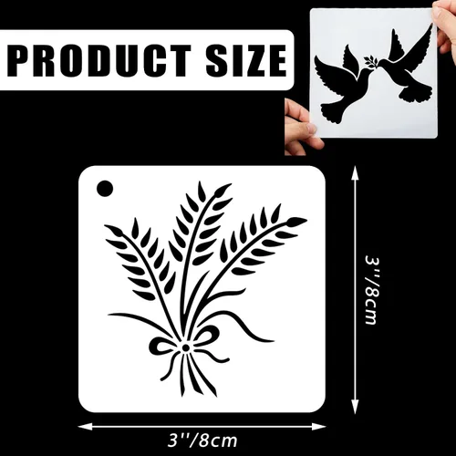 Vista 2 de Patelai 12 Piezas Plantillas para Pan Plantillas de Pan Artesanal Juego de Moldes para Hornear Plantilla de Cocina para Hornear, Pastel, Tarta
