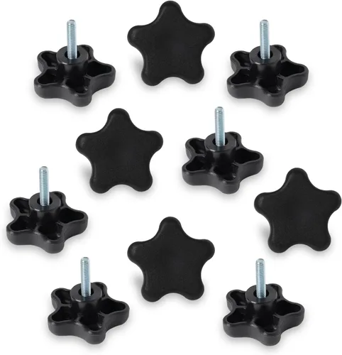 Vista 10 de POWERTEC Paquete de 10 Perillas Redondas de 1/4"-20, Perillas de Sujeción Roscadas para Riel en T y Accesorios de Sierra de Mesa, Tablero Guía
