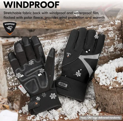 Vista 5 de Vgo...-4°F Coldproof&Waterproof&Windproof Winter Work Gloves(SL8777FW) synthetic leather, C100 insulation,touchscreen,high