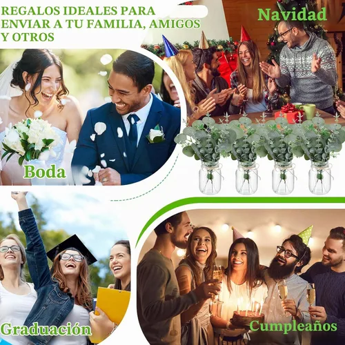 Vista 6 de XunYee Juego de 10 centros de mesa con tarro de albañil de flores, jarrones decorativos para fiestas de compromiso, despedidas de soltera, centros