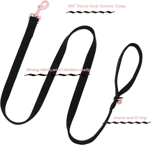 Vista 4 de DOGWONG Collar y correa de algodón para perro, collar para mascotas, suave, duradero, básico, para perros pequeños, medianos y grandes Negro