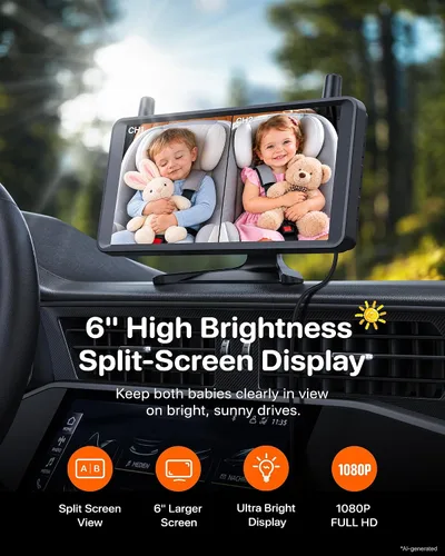 Vista 2 de LUCKVIEW GFD2 Cámara inalámbrica para coche de bebé, monitor de pantalla