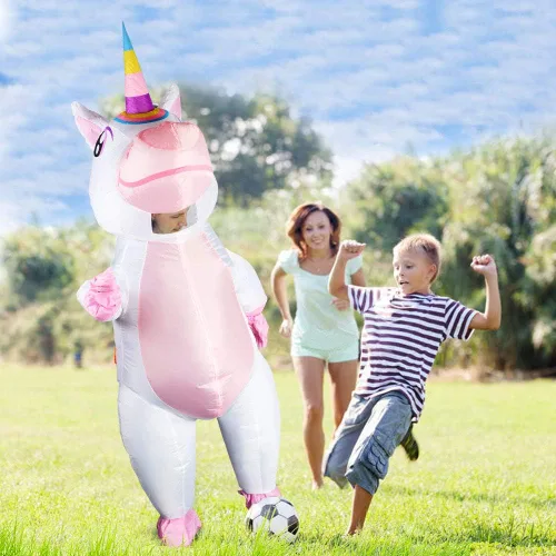 Vista 6 de OurWarm Disfraz inflable de unicornio para adulto divertido disfraz de unicornio inflable para hombres y mujeres suministros de cosplay de Halloween