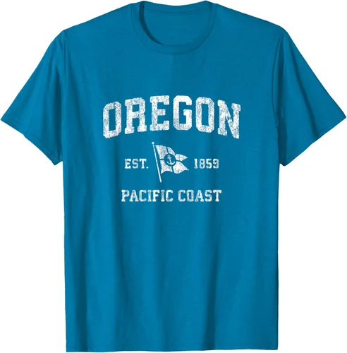 Vista 10 de Oregon Vintage barco ancla bandera diseño de West Coast Retro Tee, hombre S, Arándano