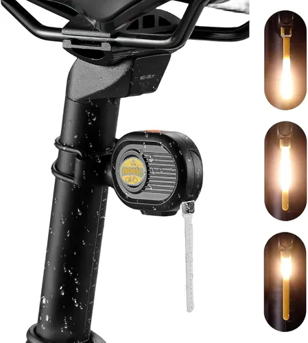 Vista 10 de Luz trasera LED para bicicleta, luz de ciclismo de meteoritos - Múltiples modos, recargable por USB, impermeable, adecuada para la mayoría de postes