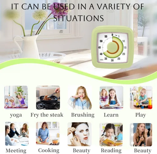 Vista 3 de Temporizador visual infantil para cocina, aula, cocina, aprendizaje, dormitorio, oficina, cuenta regresiva de 60 minutos con temporizador Pomodoro