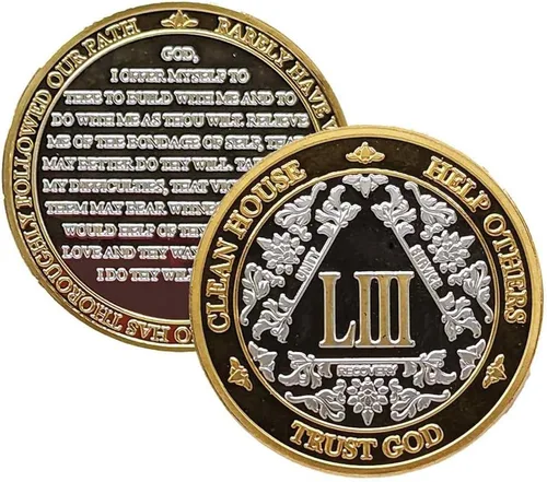 Vista 27 de Silver & Gold - Medallón de Alcohólicos Anónimos de 1 a 60 años (10 años (X)) Cápsula AA incluida