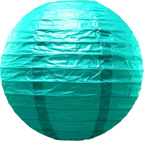 Vista 4 de LumaBase Linternas redondas de papel, oro metálico - Juego de 5