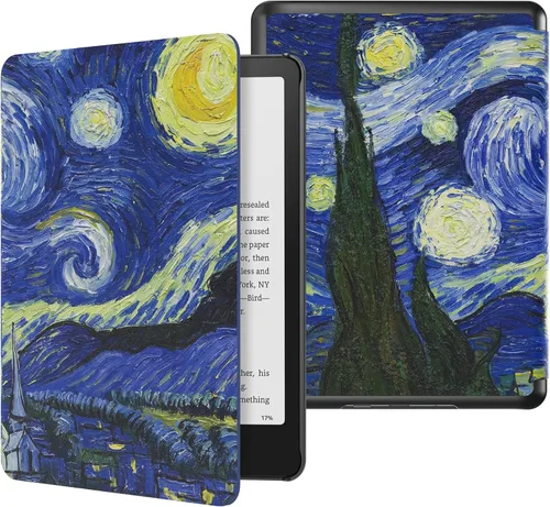 Vista 30 de MoKo Funda para Kindle Paperwhite de 7" 12ª generación 2024/Colorsoft, Pink Mármol de oro rosa claro
