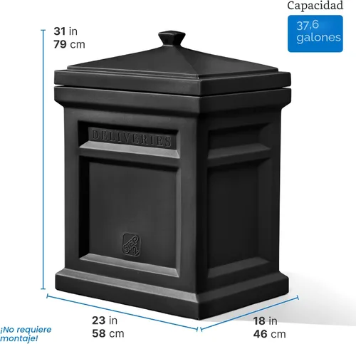 Vista 6 de Caja de entrega de paquetes Express de Step2, resistente a la intemperie, almacenamiento grande para exteriores, hecha de plástico duradero, sin