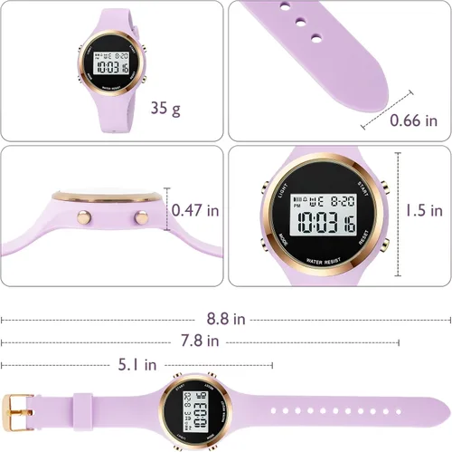 Vista 5 de El deporte al aire libre relojes reloj despertador 5Bar impermeable LED Digital Watch