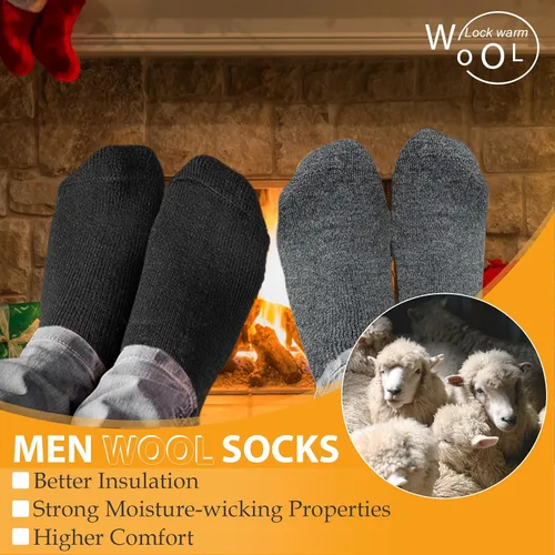 Vista 3 de VoJoPi Wool Socks Mens 5 Pairs Thermal Warm Winter Socks for Men Super Soft Cozy Boot Socks for Cold Weather