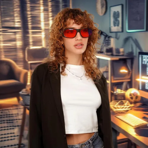 Vista 3 de FEISEDY Fitover B1228 - Lentes de luz azul para juegos de computadora para dormir mejor, antirreflejos