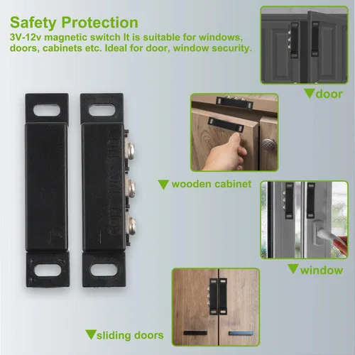 Vista 7 de Interruptor magnético de láminas normalmente abierto y normalmente cerrado NC NO interruptor de proximidad magnético para alarma de puerta