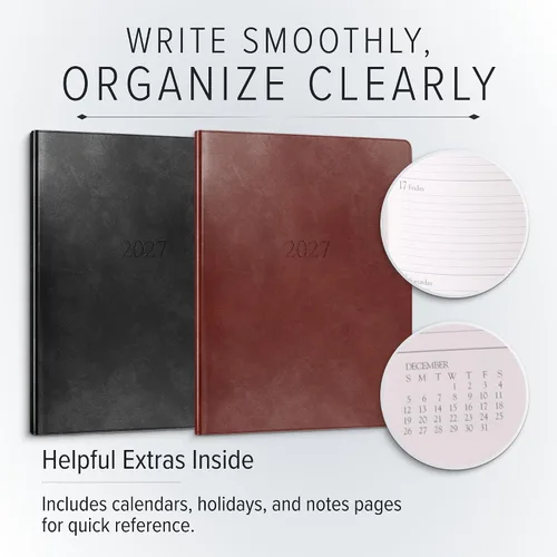 Vista 3 de Gallery Leather Agenda semanal grande 2026-2027 Acadia Hydrangea Hortensia Acadia