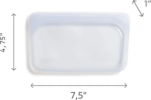 Vista 5 de Bolsa de almacenamiento de aperitivos reutilizable de silicona premium Stasher, transparente, apta para microondas, sous vide, lavavajillas, horno