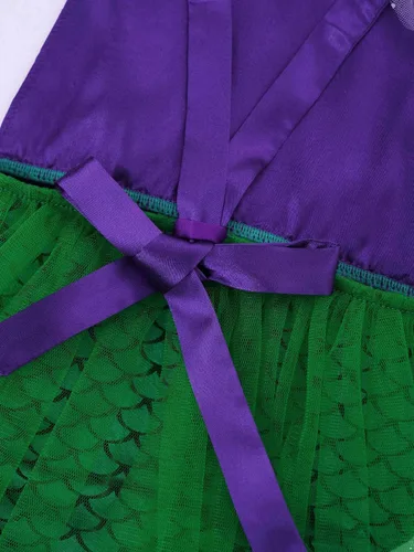 Vista 5 de MSemis Disfraz de princesa de sirena para bebé y niña con lentejuelas halter traje de baño para Halloween