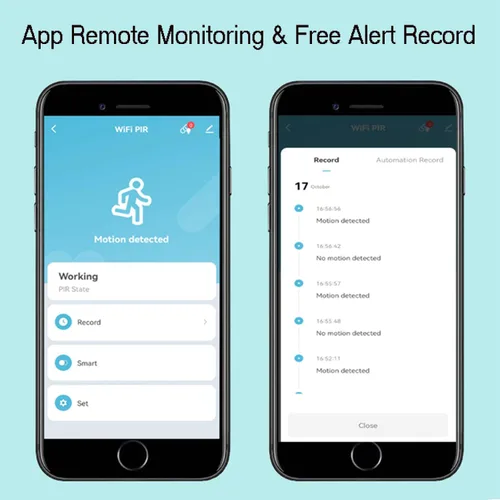 Vista 5 de Sensor de movimiento PIR inteligente: detector de movimiento WiFi con alertas de notificación de aplicaciones, sensor de contacto inalámbrico