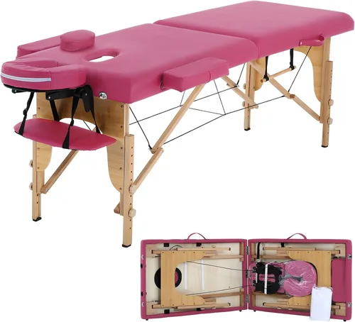 Vista 7 de Mesa de masaje, cama de masaje de 73 pulgadas, altura ajustable, 2 pliegues, de aluminio, de piel sintética, para belleza, spa, con funda