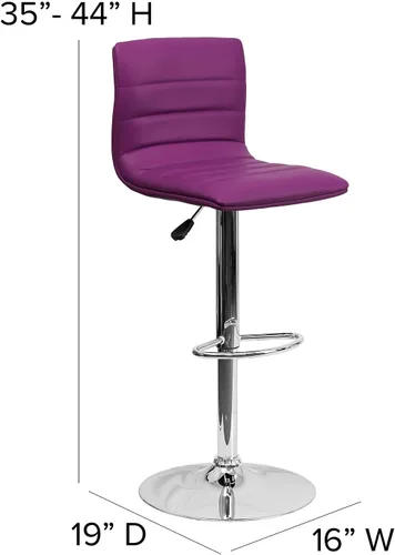 Vista 39 de Flash Funiture silla de bar ajustable con base cromada, Vinilo, Gris