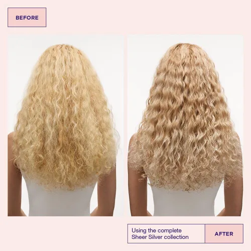Vista 4 de Maria Nila Sheer Silver, Silver/Purple Hair Mask, Neutralizes Brassy Yellow/Golden Shades in Blonde, White & Grey Hairs, Violet Pigments Gives Cool