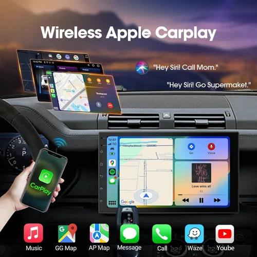 Vista 2 de Haudio - Estéreo de auto doble DIN de 7 pulgadas con Apple CarPlay Android Auto, radio de coche Android 13, 2GB+32GB, cámara de respaldo AHD 720P