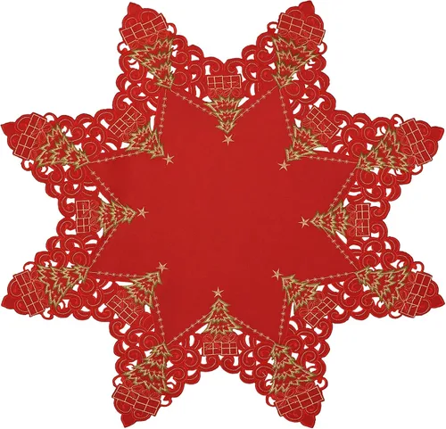 Vista 10 de Grelucgo - Servilletas bordadas para árbol de Navidad con diseño de acebo (12 × 12 pulgadas, 4 piezas)