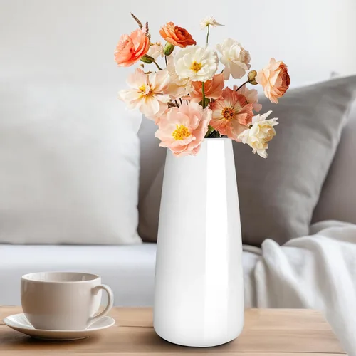 Vista 12 de Jarrón de vidrio ámbar para flores, jarrones de vidrio transparente de 6 pulgadas para centro de mesa, jarrón moderno de estilo bohemio para boda
