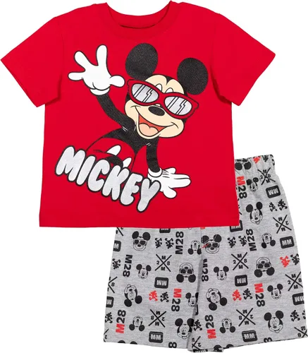 Vista 2 de Disney Camisetas de bebé de Mickey Mouse y pantalones cortos de rizo francés para niños pequeños