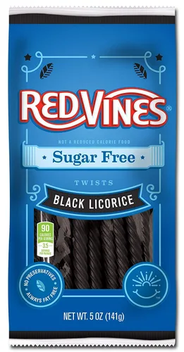 Vista 4 de Red Vines Regaliz sin azúcar, sabor a fresa, suaves y masticables, bolsas de 5 onzas (paquete de 12)
