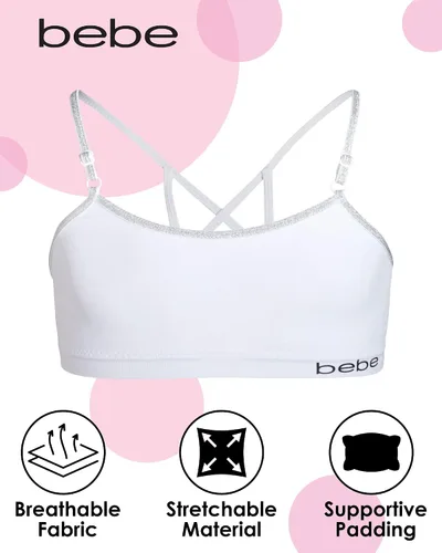 Vista 2 de bebe Sujetador deportivo de entrenamiento sin costuras para niña con almohadillas extraíbles paquete de 4