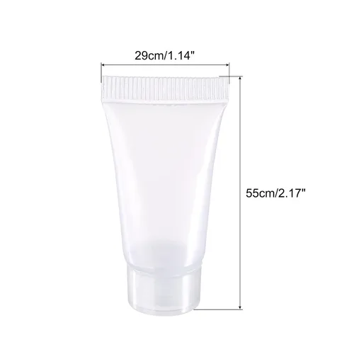 Vista 2 de PATIKIL Tubo de compresión de 0.17 fl oz, paquete de 50 tubos cosméticos vacíos de plástico con tapa abatible para viajes domésticos, transparente