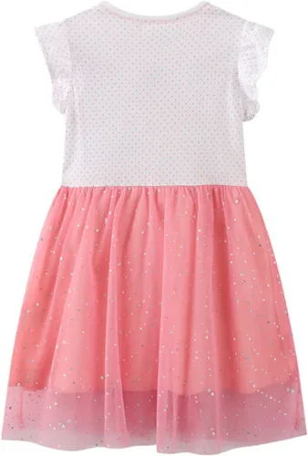 Vista 5 de Vestido de tul de verano para niña pequeña, lindo patrón de dibujos animados, vestido de algodón con lentejuelas a rayas para uso diario para bebé