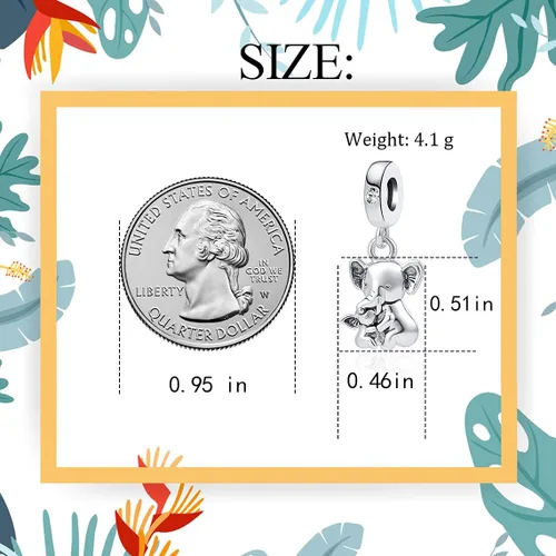 Vista 5 de LuxglitterLin Abalorio de oso koala de abeja de miel con dije de tortuga marina animales del mundo para mascotas pulsera con dijes Pandora Diamante