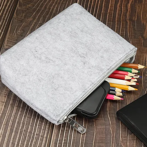 Vista 5 de PATIKIL Estuche de fieltro para lápices, paquete de 2 unidades, bolsa de almacenamiento de artículos de papelería con cremallera para organizador