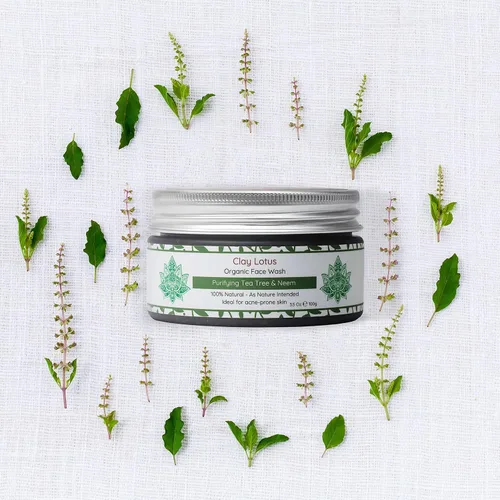 Vista 5 de Jabón facial orgánico, propenso al acné, limpiador de piel grasa con aceite de árbol de té y neem. Ingredientes totalmente naturales para manchas
