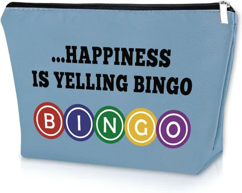 Vista 12 de Sazuwu Bingo Regalos Bolsa de Maquillaje Bingo Amantes Regalos Cosméticos Bolsa de Cumpleaños Regalos de Navidad Bolsa de viaje, Beige